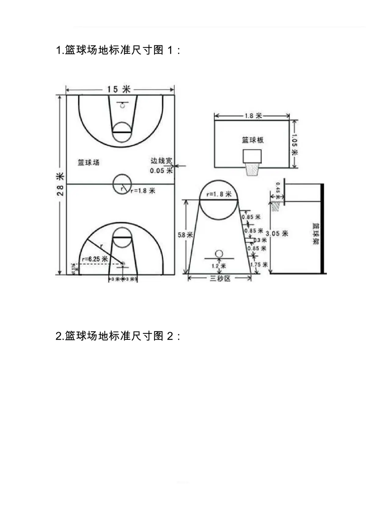 篮球场地录像区示意图